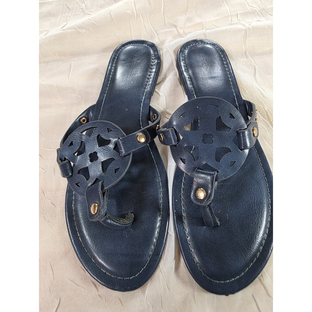 Pierre Dumas Women's Limit-20 Thong Flip Flop Sandal, Navy Size 7.5